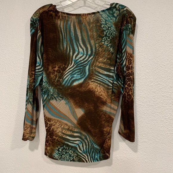 Bellessa Stretch Top V-Neck Ruched Top Womens Sz 4 - Picture 2 of 9